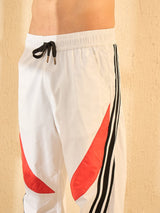 White Taped Parachute Trackpants Trackpants Fugazee 