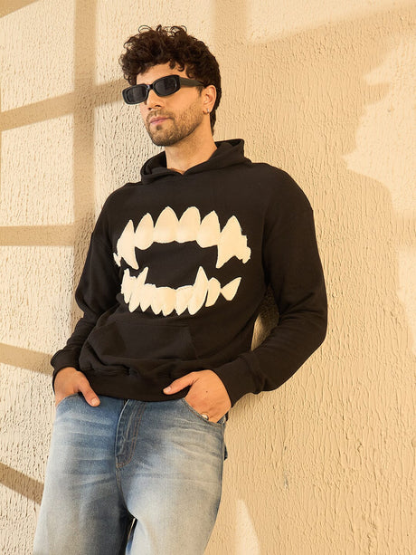 Black Fangs Embroidery Oversized Hoodie Sweatshirts Fugazee 