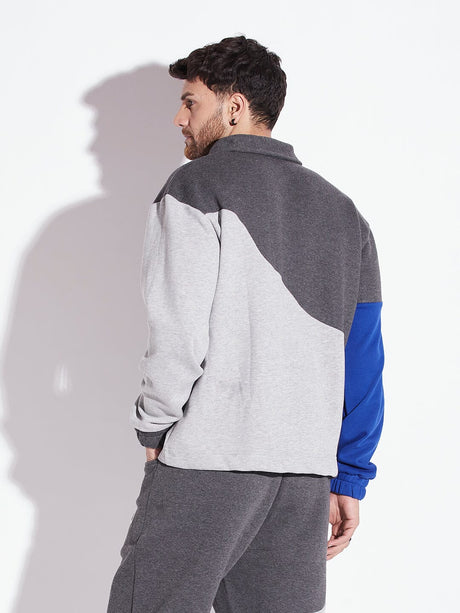 Grey Cut Sew Polo Sweatshirt Sweatshirts Fugazee 