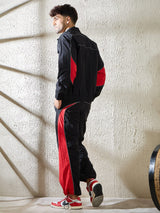 Black and Red Crinkle Cut and Sew Tracksuit Tracksuits Fugazee 