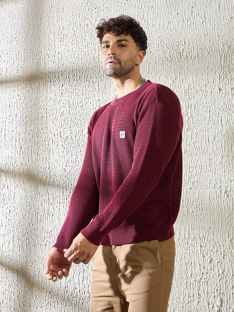 Mauve Sheer Long Sleeve Knitted T-shirt T-shirts Fugazee 