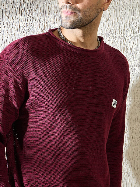 Mauve Sheer Long Sleeve Knitted T-shirt T-shirts Fugazee 