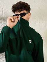 Green Turtleneck Quarter Zip Sweater Sweaters Fugazee 