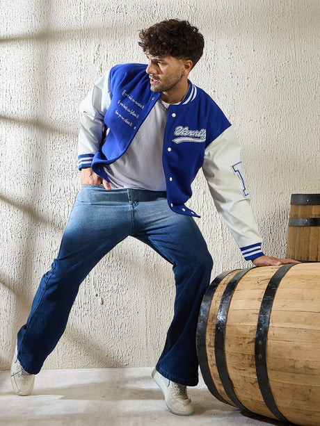 Royal Blue Statement Woollen Varsity Jacket Jackets Fugazee 