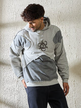 Grey and Charcoal Cut and Sew Hooded Sweatshirt Sweatshirts Fugazee 