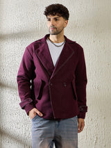 Wine Woollen Contrast Blazer Blazer Fugazee 