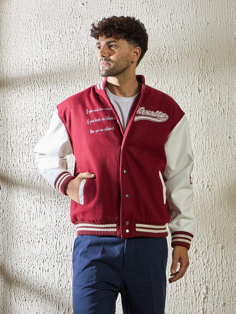 Maroon Statement Woollen Varsity Jacket Jackets Fugazee 