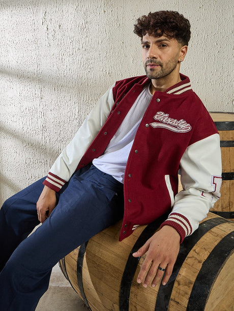 Maroon Statement Woollen Varsity Jacket Jackets Fugazee 