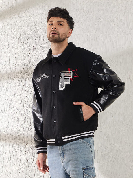 Black Dragon Embroidery Varsity Jacket Jackets Fugazee 