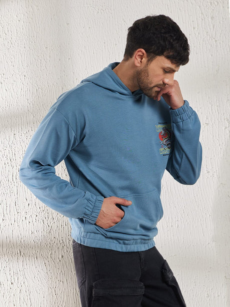 Petrol Blue Dragon Oversized Sweatshirt Sweatshirts Fugazee 