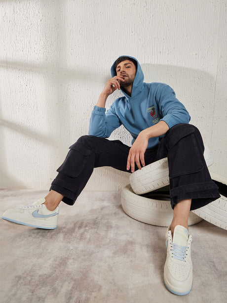 Petrol Blue Dragon Oversized Sweatshirt Sweatshirts Fugazee 