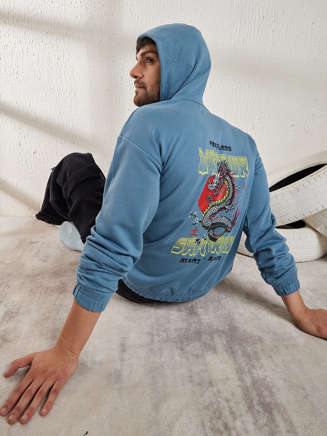 Petrol Blue Dragon Oversized Sweatshirt Buy Mens Sweatshirt Fugazee FUGAZEE