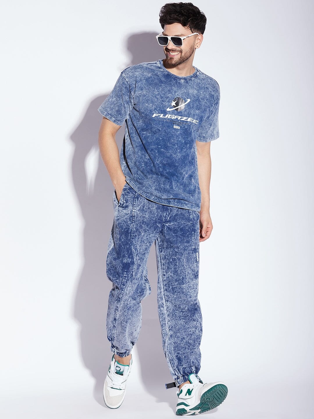 Blue Acid Wash Hooper Joggers Buy Men Trackpants Fugazee FUGAZEE