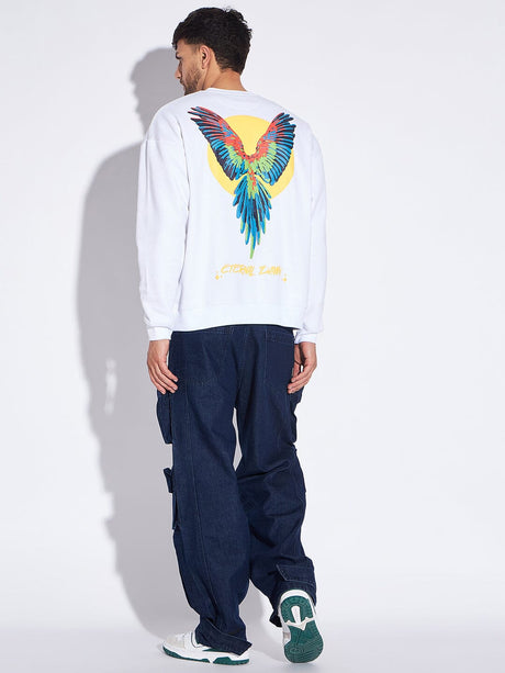 White Macaw Oversized Sweatshirt Sweatshirts Fugazee 