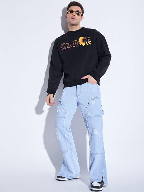 Black Sunflower Oversized Sweatshirt Sweatshirts Fugazee 