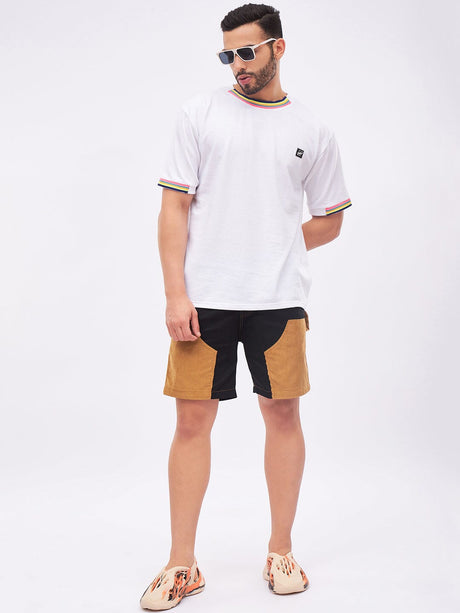 Black Corduroy Panel Carpenter Shorts Shorts Fugazee 