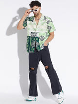 Green Baroque Print Cuban Shirt Shirts Fugazee 