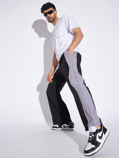 Black & Grey Wavy Panel Trackpants Trackpants Fugazee 