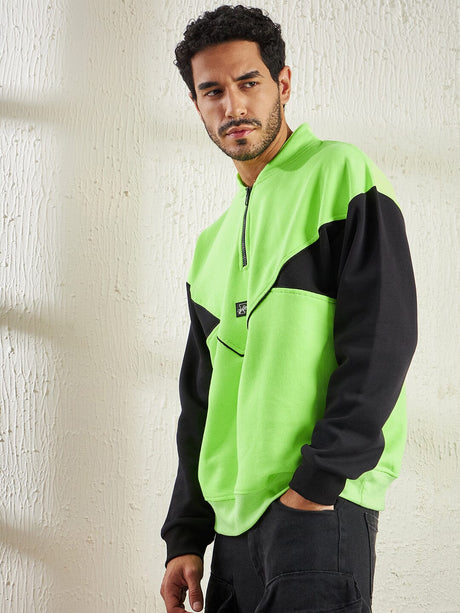 Neon And Black Oversized Cut Sew Sweatshirt Sweatshirts Fugazee 