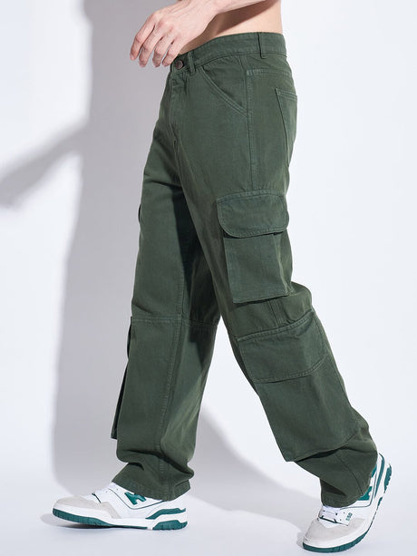 Green Washed Cargo Baggy Denim Jeans Fugazee 