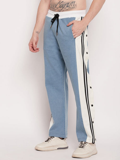 Denim Snapbutton Flared Trackpants Trackpants Fugazee 