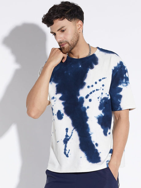 White Abstract Dyed Oversized Tee T-shirts Fugazee 