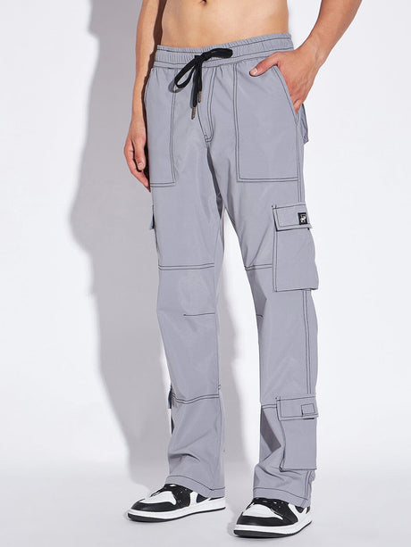 Grey Contrast Stitch Cargo Trackpants Trackpants Fugazee 