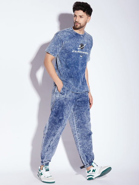 Blue Acid Wash Tshirt and Trackpants Clothing Set Clothing Set Fugazee 