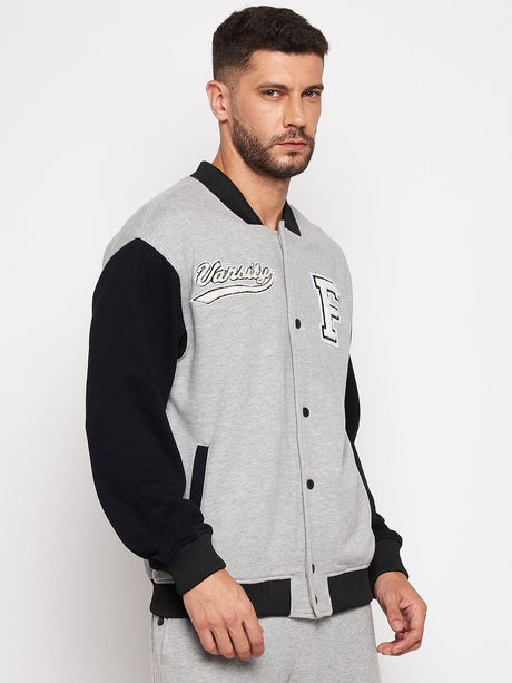 Grey And Black Fleece Varsity Jacket Jackets Fugazee 