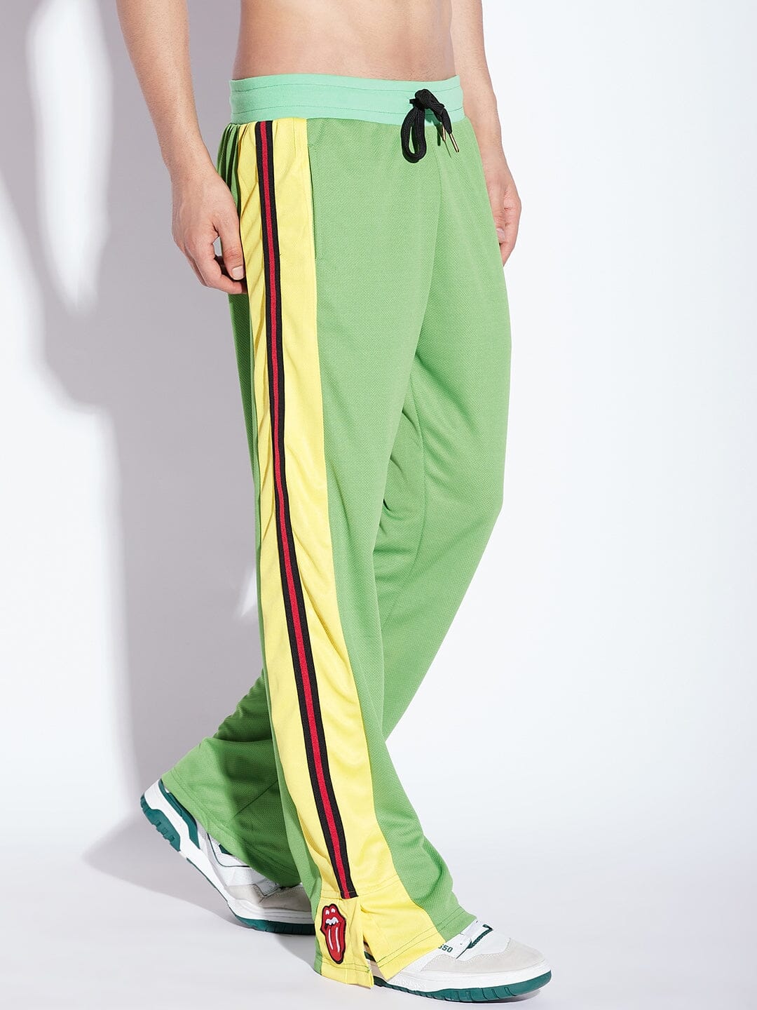 Bright Green Mesh Boot Cut Trackpant Buy Wide Legged Trousers