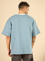 Blue Cozy Embroidered Oversized Tshirt T-shirts Fugazee 