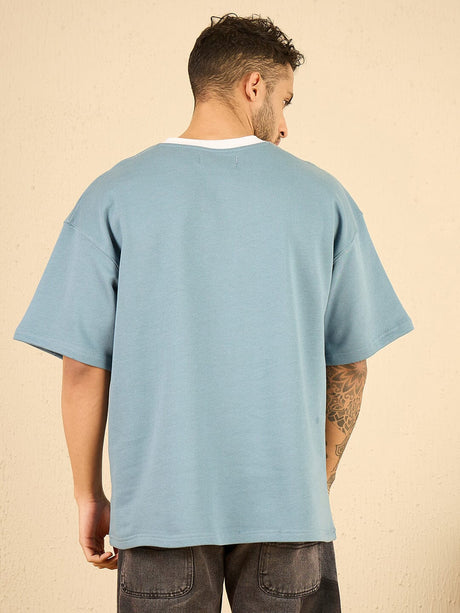 Blue Cozy Embroidered Oversized Tshirt T-shirts Fugazee 