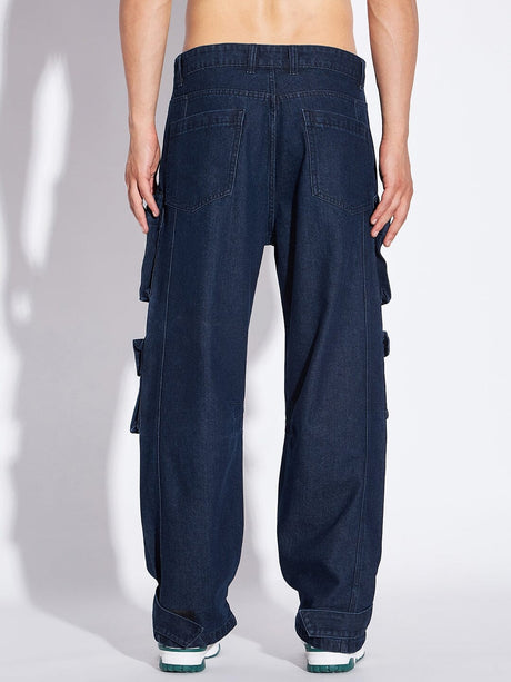 Dark Super Baggy Multipocket Cargo Denim Jeans Fugazee 