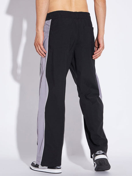 Black & Grey Wavy Panel Trackpants Trackpants Fugazee 