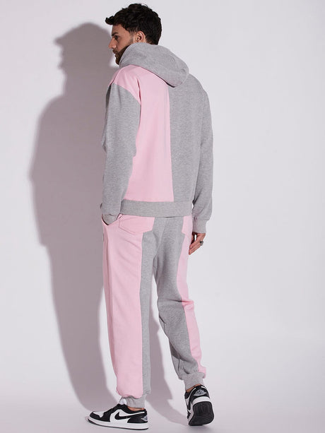 Pink And Grey Cut Sew Oversized Tracksuit Tracksuits Fugazee 