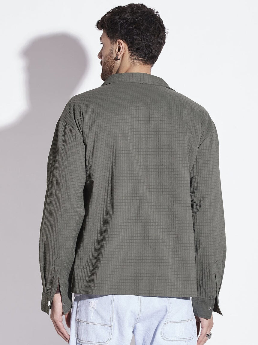 Olive Textured OverShirt Shirts Fugazee 