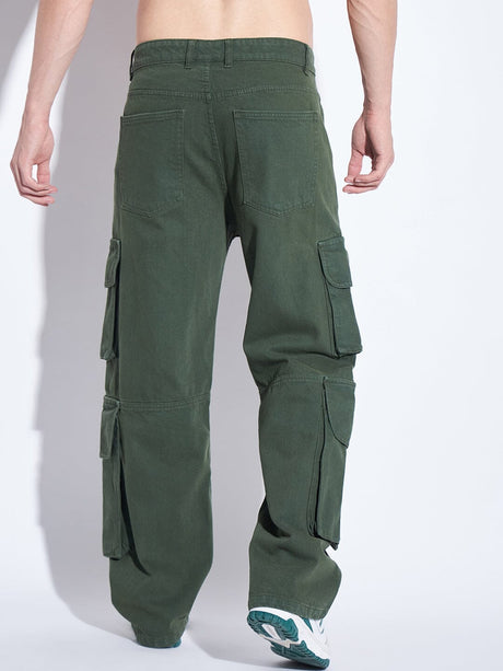 Green Washed Cargo Baggy Denim Jeans Fugazee 