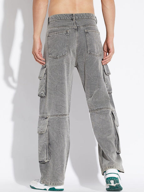 Grey Baggy Cargo Denim Jeans Fugazee 