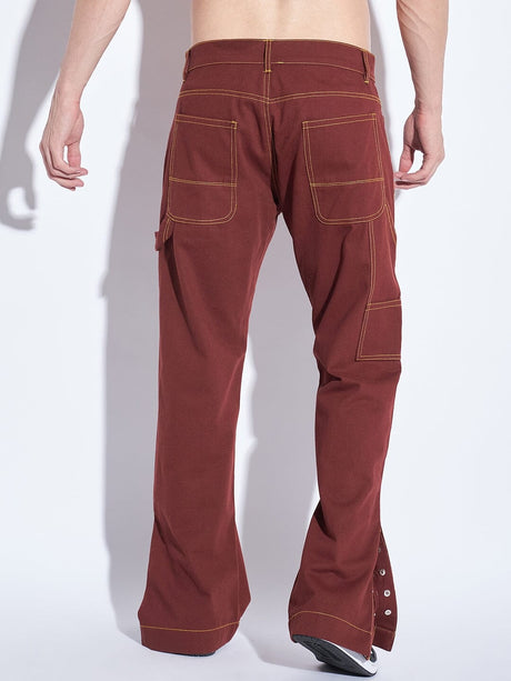 Chocolate Contrast Stich Carpenter Pants Trousers Fugazee 