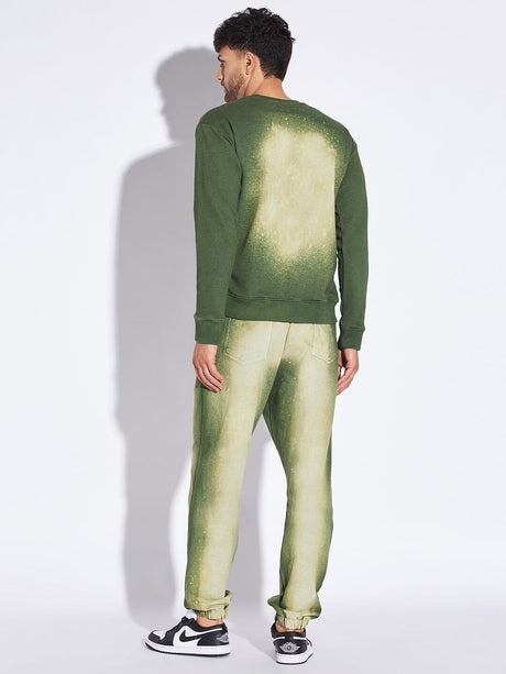 Olive Spray Tie Dye Sweatshirt & Jogger Combo Tracksuit Tracksuits Fugazee 