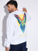 White Macaw Oversized Sweatshirt Sweatshirts Fugazee 