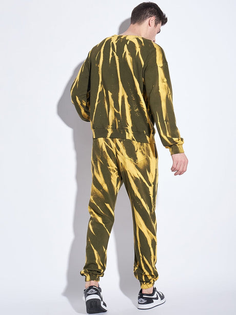 Olive & Yellow Tie Dye Matchiing Tracksuit Tracksuits Fugazee 