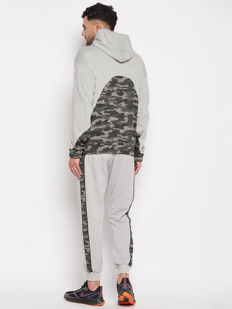 Grey Camo Cut-Sew Sweatshirt and Joggers Combo Tracksuit Tracksuits Fugazee 