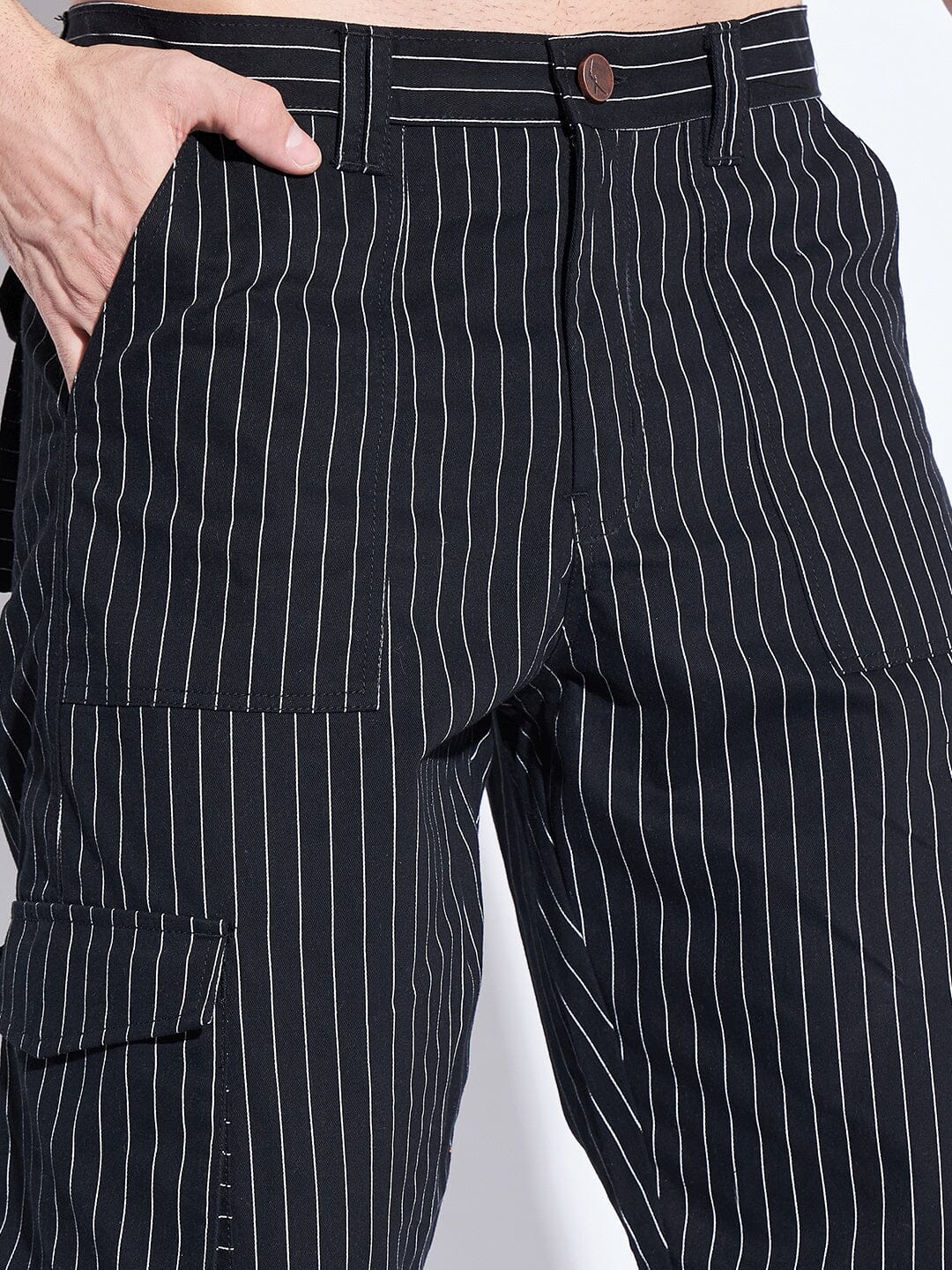 Textured Striped Pants In Dark Brown
