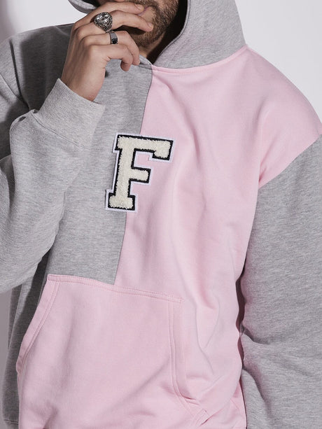 Pink And Grey Cut Sew Hooded Sweatshirt Sweatshirts Fugazee 