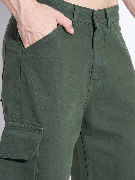 Green Washed Cargo Baggy Denim Jeans Fugazee 