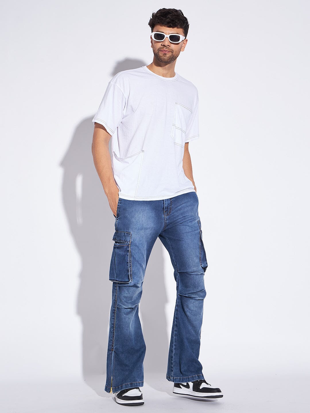 Manfinity EMRG Men Contrast Stitching Cargo Jeans  SHEIN IN