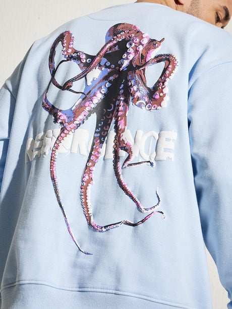 Sky Octopus Oversized Sweatshirt Sweatshirts Fugazee 