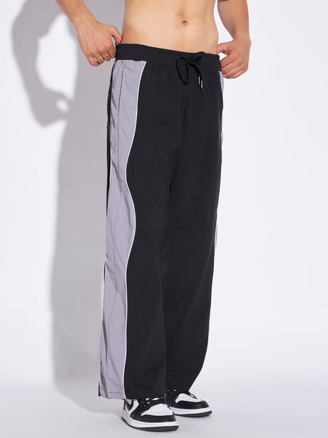 Black & Grey Wavy Panel Trackpants Trackpants Fugazee 