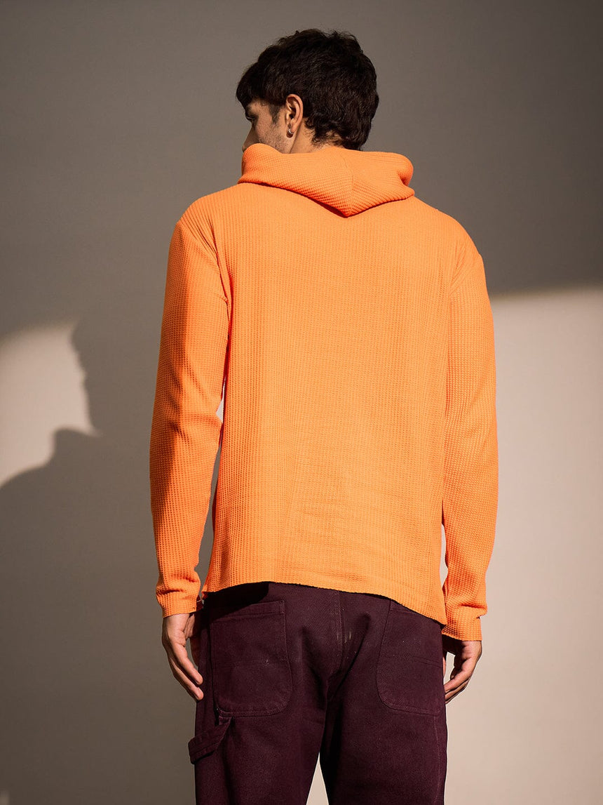 Orange Waflle Raw Edge Monogram Hoodie Sweatshirts Fugazee 